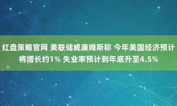 红盘策略官网 美联储威廉姆斯称 今年美国经济预计将增长约1% 失业率预计到年底升至4.5%